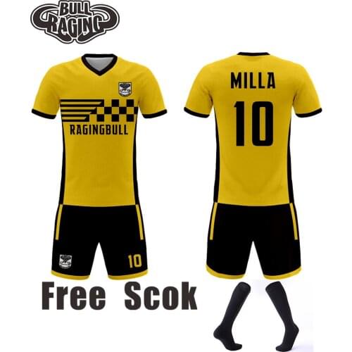 2020 design yellow football training kits custom kids adult breathable soccer club jersey