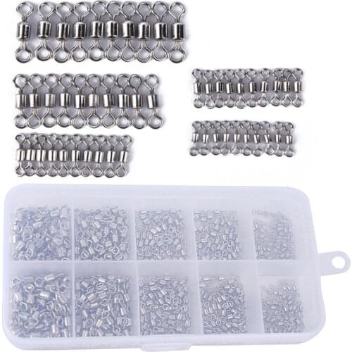 Stainless Fishing Swivels Ball Bearing Swivel 500PCS/Lot Fishing Hook Tools with Safety Snap Solid Rings Rolling Swivel