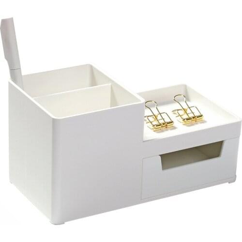 Large Capacity Desk Accessories Pen Holder With Drawer. Pencil Storage Box Desktop Organizer School Office Stationery