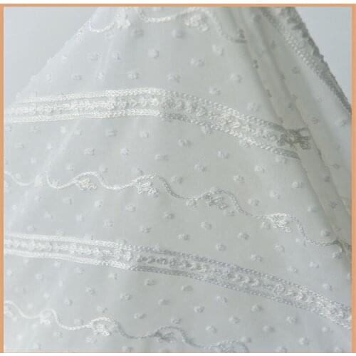 High quality soft jacquard fabric striped embroidery lace fabric chiffon tulle fabric plain weave mesh decorative fabric