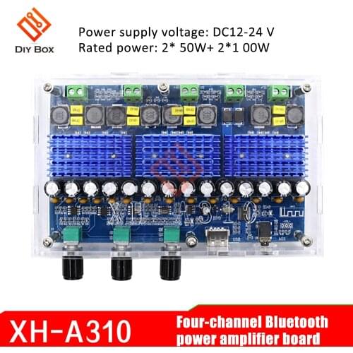 XH-A310 Bluetooth 5.0 Subwoofer Amplifier Board TPA3116 Audio 50Wx2+100Wx2 4 Channel Digital Power AMP Dual Bass Home Theater