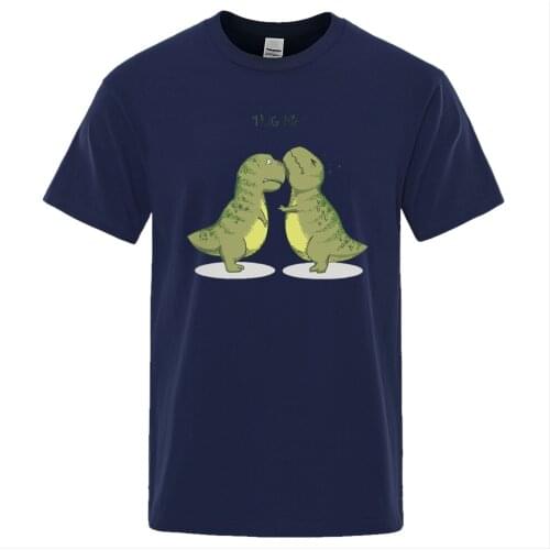 Funny Cute Dinosaurs hug me T-Shirt Men Animal Printed T Shirt Mens Summer Cotton Tee Shirts Casual O-Neck Short Sleeve Tops