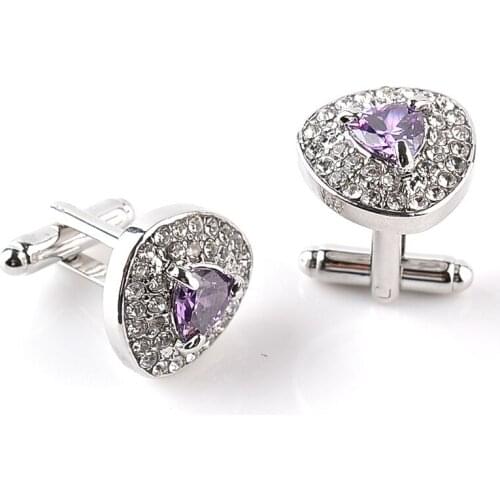 Luxury Purple White Black Crystal Cufflinks for Women Men Shirt High Quality French Cuff Links Casual Jewelry Gifts Cuff Button