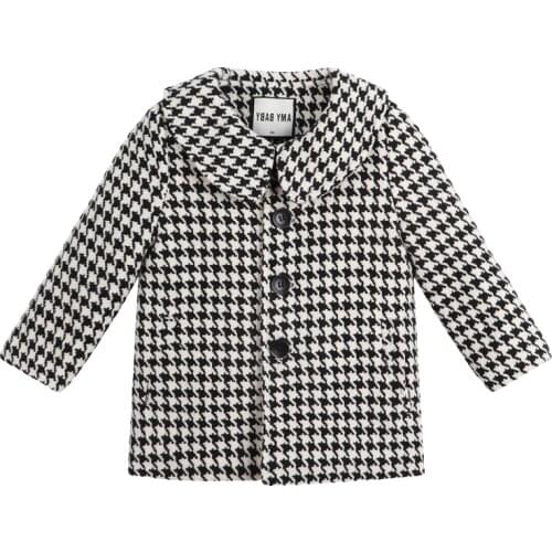 Winter Coat For Girls Woolen Girls Jacket Plaid Lattice Thicken Kids Outerwear Autumn Windbreaker Overcoat Clothes For Girls