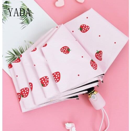 Luxury Cartoon Fruit Strawberry Umbrella Clear Folding Automatic Umbrellas For Children Women UV Rain NEW Umbrella YD200043
