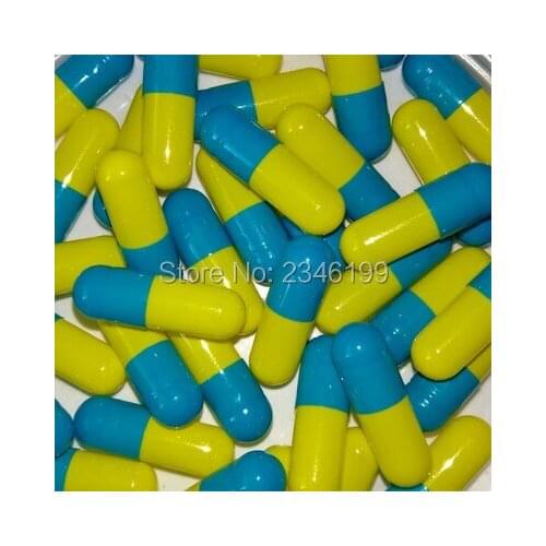 1000pcs/lot New Arrival Blue+Yellow Empty Powder Refillable Container,Size 1# Empty DIY Capsule Shells, Wishes Paper Packing Box