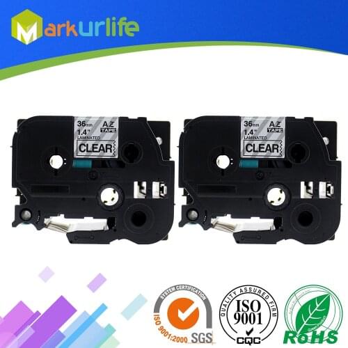 2 pcs/lot 36mm*8m Tze 161 Tze161 Black on Clear Laminated Compatible P touch 36mm tze-161 Label Tape Cartridge tz161 tze-161