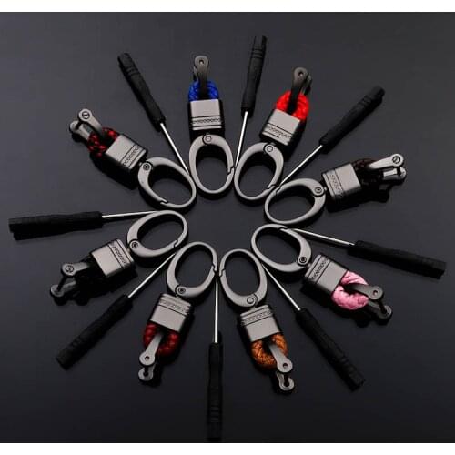 2 Styles Leather Rope KeyChain For Car Hand Woven Horseshoe Buckle Key Rings Couple Auto Gift Detachable Metal Key Chains