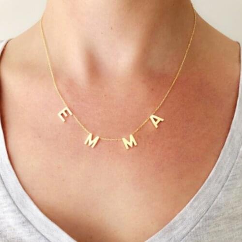 2021 Crystal Pendant Custom Name Pendant Gold Silver Necklace Letter Chains Personalise Necklaces for Women customized Jewelry
