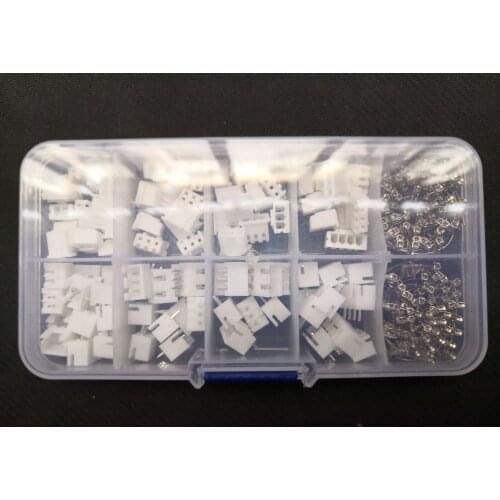 250pcs XH-2.54mm 5p 4p 3p 2p pin Pitch Header housing Connector Wire cable Adaptor shell Kits male and female+Terminal jst