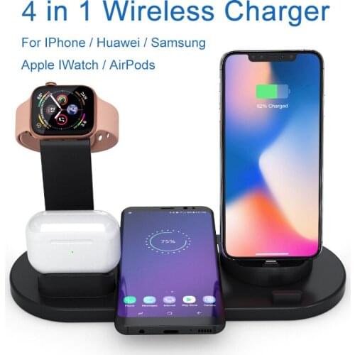 4 In 1 Wireless Charging Stand for Apple Watch IPhone 11 X XS Airpods 2 Pro Fast Charger Dock Station for Samsung Huawei Android