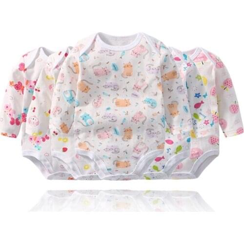 5 pcs/lot New Style Animal Flower Cartoon Long Sleeved Girls Dress Baby Romper Cotton Newborn Body Suit Baby Pajama Boys Outfits