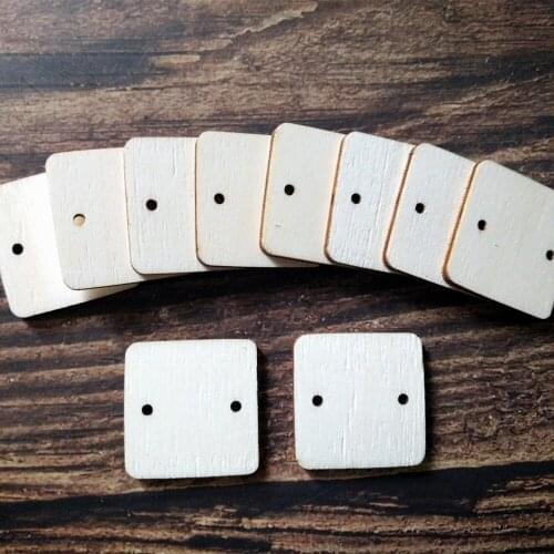 50pcs Laser Cut Two Holes Customized Square Wooden Size Blank Unfinished Square Wood Stud Earrings Round Corners Crafts