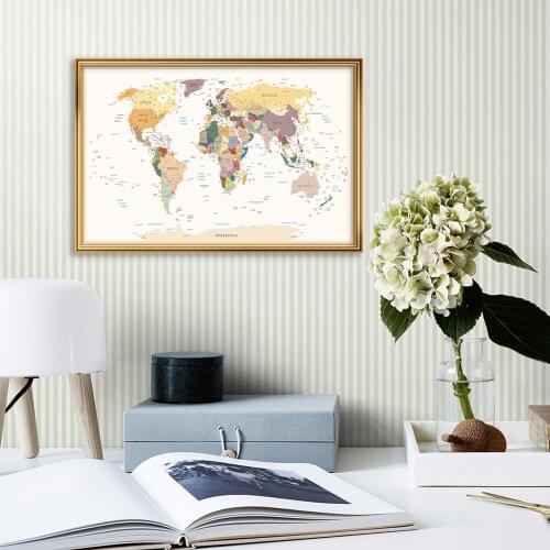 59*42cm The World Political Map Vintage Wall Art Poster Canvas Painting Living Room Home Decoration School Supplies Travel Gift