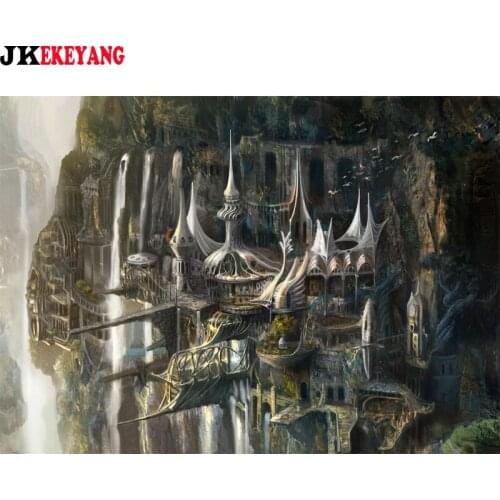 5D DIY square/round Diamond painting Waterfall castle Cross Stitch Diamond Embroidery Pattern Rhinestone J2917