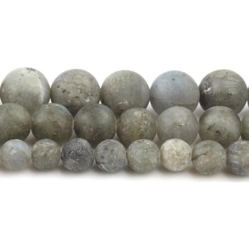 6/8/10mm Natural Matte Gray Labradorite Stone Beads Round Loose Bead for Jewellery Making Fashion Bracelet Necklace 15'Strand