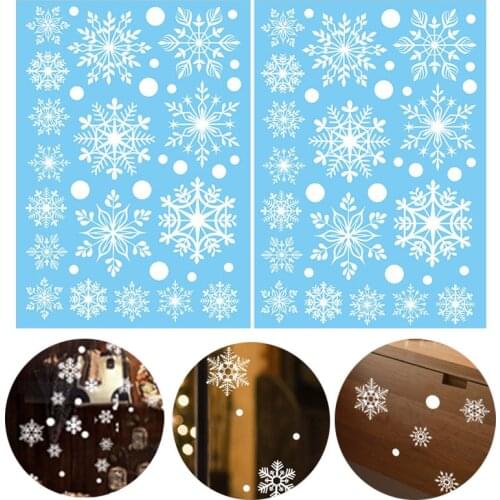 93/68/29Pcs White Snowflake Dot Christmas Wall Stickers Glass Window Paster Home Decorations Kids Room Wall Decal New Year Gift