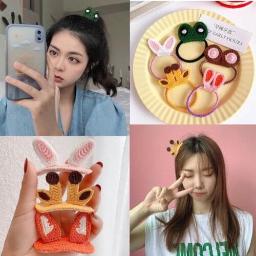 Girls Hair Accessories Stereo Animal Wool Hair Clips for Girls Kids Women Giraffe Scrunchies Hair Ties Rope Bands 6pcs/set