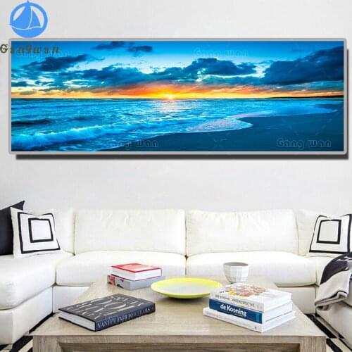 5D DIY Diamond Painting sunset Sea view Full Square Round Drill Embroidery ocean landscape Mosaic Needlework large Home Decor