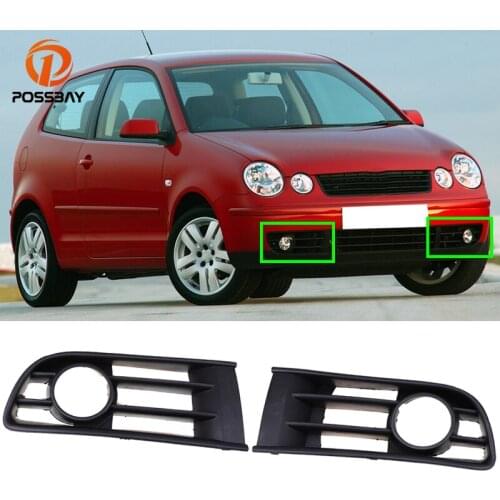 POSSBAY Car Front Fog Lamp Trim Fog Light Covers Case for VW Polo Typ 9N 2002-2005 Front Lower Bumper Fog Light Grilles