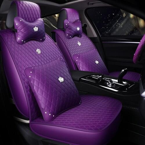 Purple Automobile Car Seat Covers PU Leather 1 Set Universal Car Seat Cover For Toyota Subaru Honda Auto Interiors Accessories