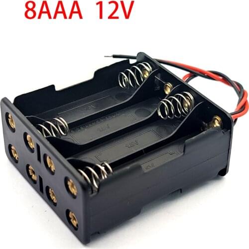 8 x AAA 12V Battery Box Back To Back Holder 8AAA Battery Case AAA Storage Box With Wire Leads