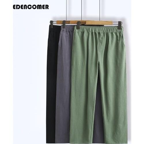 Womens Pant 2020 Summer Korean Style Embroidery Casual Pants Pure Color Loose Wild Ankle-length Pants Female Ropa Mujer