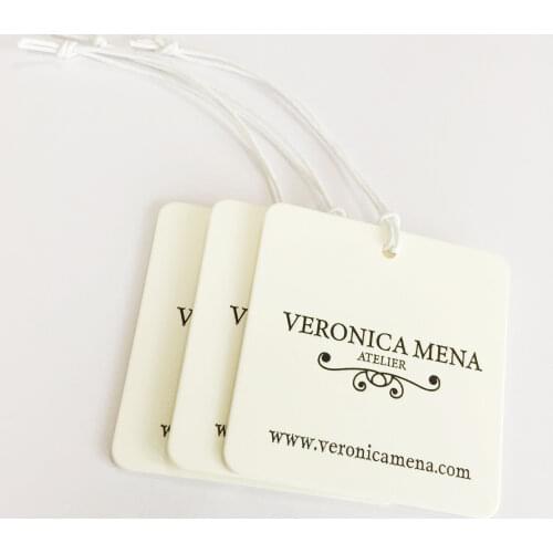 Very Cheapest Custom Eco-Friendly White Card Thick Black Foil Stamping Hang Tags With Waxed Hemp String For Clothing