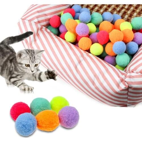 Stretch Plush Ball Cat Toys Cute Funny Ball Colorful Interactive Pom Pom Chew Toy Cat Supplies