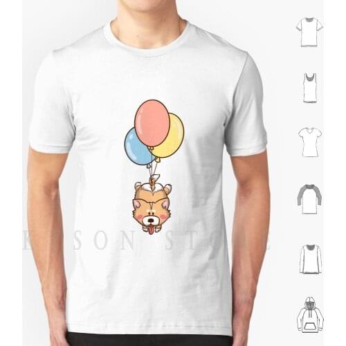 Kawaii Shiba Inu With Balloon T Shirt Print For Men Cotton New Cool Tee Blue Kawaii Shiba Kawaii Shiba Inu Kawaii Dog Cute Dog