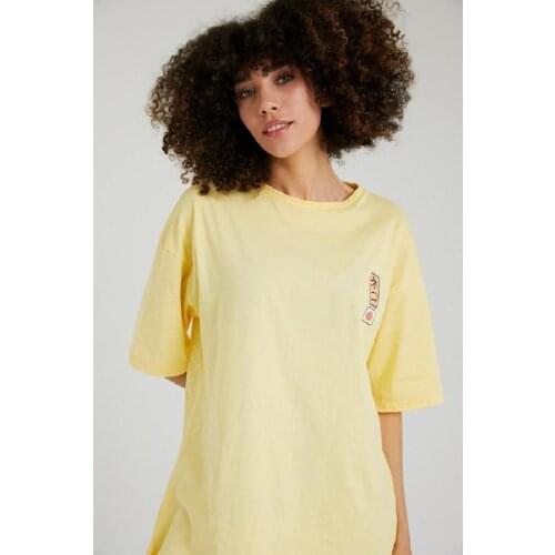 Cat Printed Oversize Round Neck Tunic T-Shirt T-Shirt