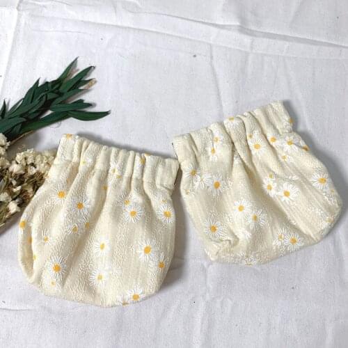 Women Cute Canvas Daisy Floral Small Purse Ladies Japanese Shrapnel Card Key Storage Bag Coin Wallet Mini Zero Pouch Girl