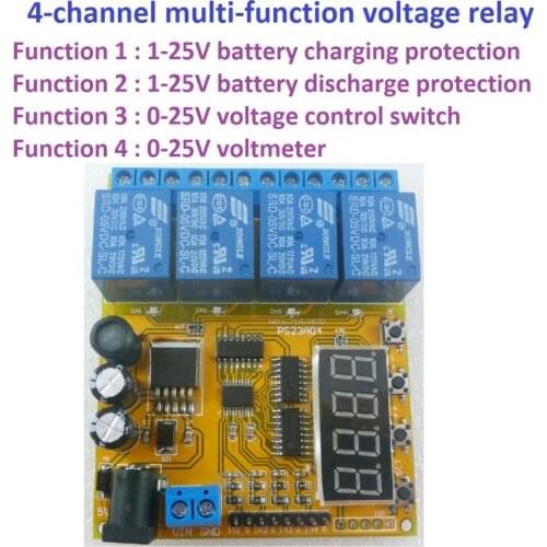5V 12V 24V 4CH Multifunction Voltage Control Relay lithium Lead-acid Battery Charge and discharge protector