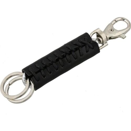 Fashion Men Genuine Leather Key Chain Punk Black Pendant Holder Keyrings Bag Accessories Hippie Car Keychain Women Jewelry Gift
