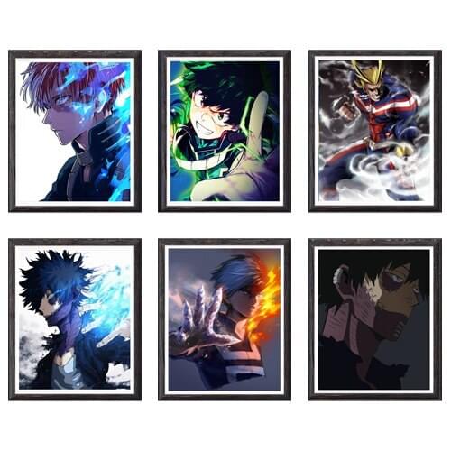 My Hero Academia Izuku All Might Shouto Art Picture Painting Canvas Artwork for Living Room Decoration