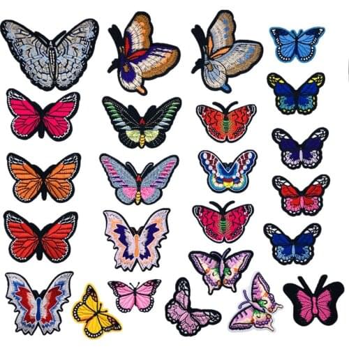 Cartoon Moths Embroidery Cloth Stickers Colorful Butterflies Iron on Patch Thermo Adhesive Label Clothes Decoration Appliques