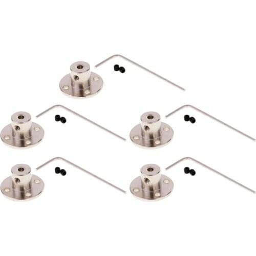 5 Pack of Metal Flange Shaft Coupling Rigid Flange Coupling Motors Guide Shaft Axis Bearing for RC Model Motor