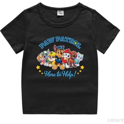 Summer New Kids Pure Cotton Short-sleeved Boy Casual Cartoon PAW PATROL Girl Fashion Round Neck Shirt Children Fun Clothing