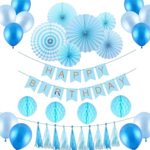 New Arrval BlueTheme Paper Fan Paper Tassel Party Balloon Birthday Party decoracion de fiestas y eventos
