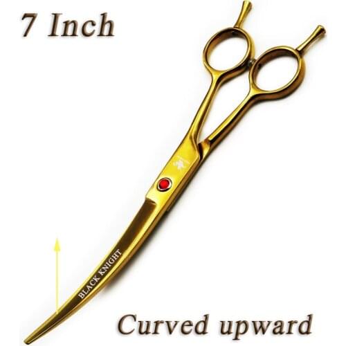 Pet Scissors 7" Upward Curved Pet Grooming Scissors Professional Gold Hair Cutting Shears Barber Using Dogs & Cats