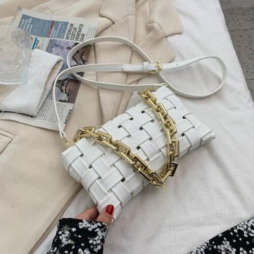 Braided Thick Chain PU Leather Envelope Crossbody Bags For Women 2020 Branded Trending Designer Shoulder Handbags Trend Luxury