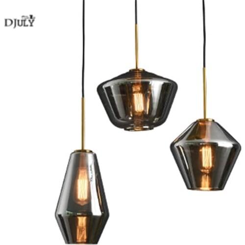 Postmodern Smoke gray glass Fish tank pendant lights for dining room villa living room luxury hanging lamp loft light fixtures