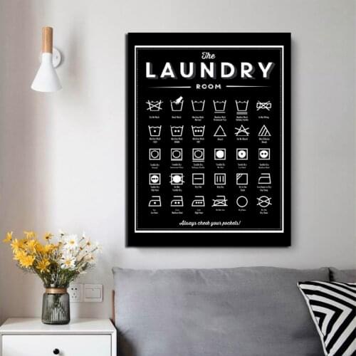 Poster Nordic HD Symbols and Decontamination Laundry Logo Modern Room Pictures Canvas Painting Art Black White Living Home Decor