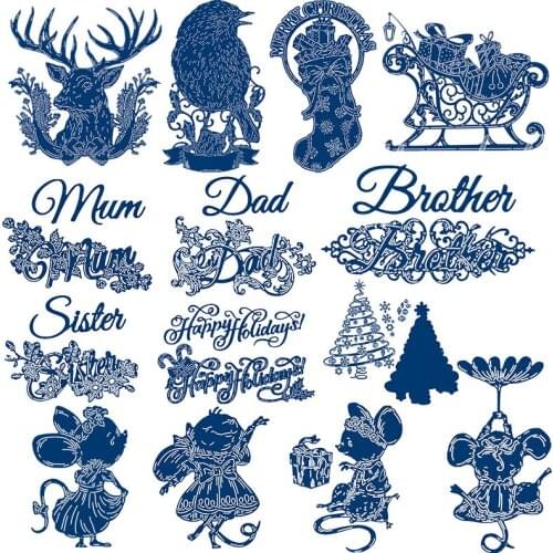 Festive Stag Songbird Sleigh Stocking 3D Decoupage Metal Cutting Dies for Scrapbooking and Cards Making Paper Craft Dies