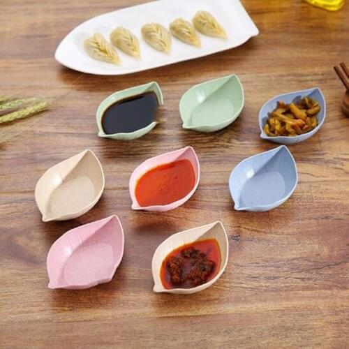 Wheat Straw Small Dish Japanese Style Tableware Leaf Shape Seasoning Dish Snack Tea Snacks Plate Fruit Plate Kitchen Tool