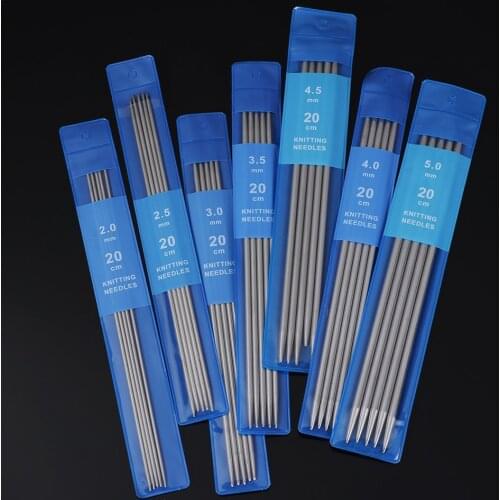 5Pcs/Set 20cm Straight Knitting Needles Stainless Steel Crochet Hook DIY Sweater Weave Knitting Sewing Accessories Size 2-5mm