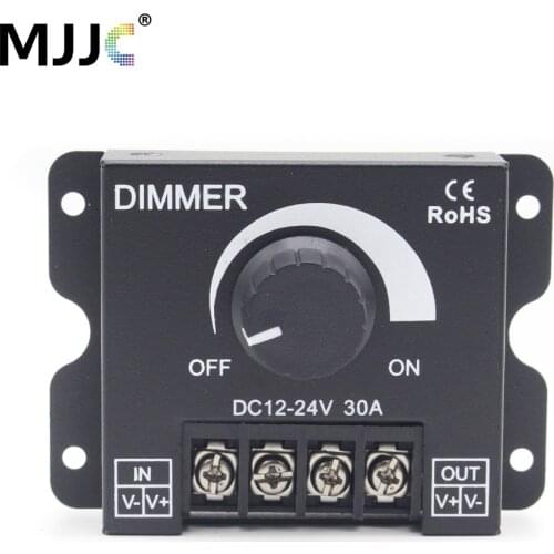 Knob LED Dimmer 12V 24V DC 30A 360W Rotating Controller Adjustable Brightness Single Color LED Strip Light Dimmer Switch