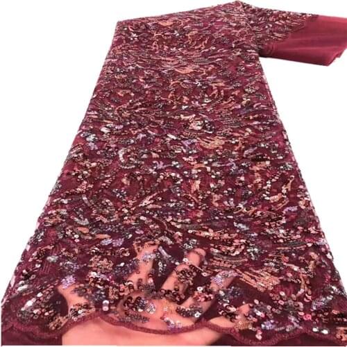 SJ Lace 2021 Latest African Net Lace Fabric High Quality Nigerian Classic Lace Embroidery Sequins Tulle Fabric For Dress r4-15