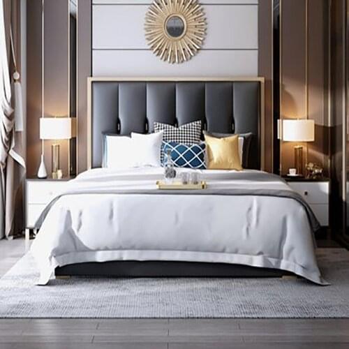 Light luxury bed ins net celebrity modern minimalist style high-end 1.8m double bed Hong Kong style master bedroom big bed