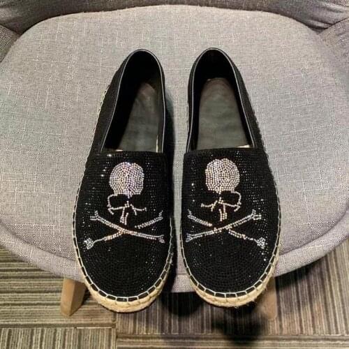 Mens Casual shoes skull Designer shoes Luxury brand Loafers for men High Quality Party Diamond Fishermans shoes Man Summer